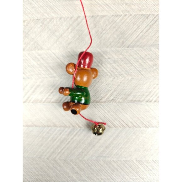 Vintage Hand Painted Russ Berrie Red Bell Ornament Teddy Bear Jingle Bell - Picture 3 of 6